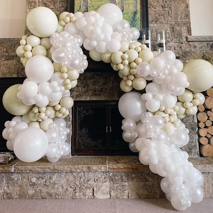 110pcs White Sand Balloons 12 Inch White Latex Balloon Garland Arch Kit - Image 5