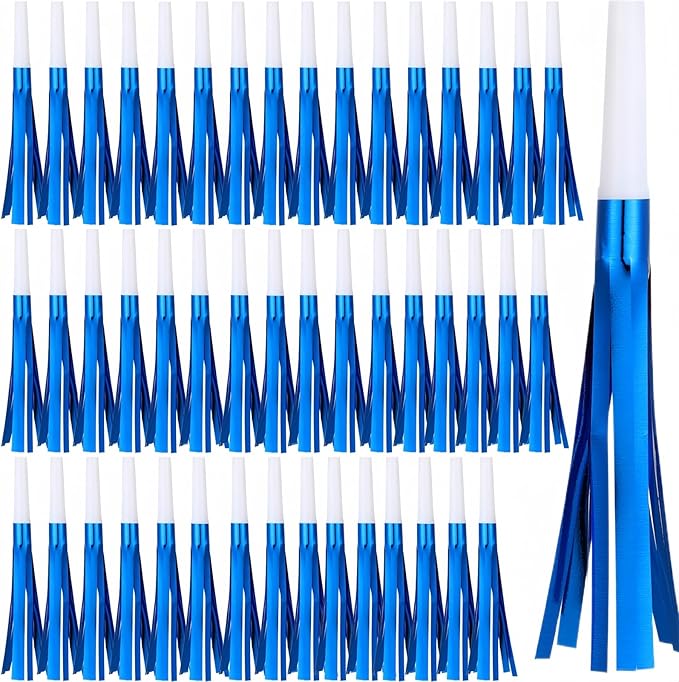 48 Pcs Noise Makers Glitter Metallic Fringed Noise Makers Horns by LCPQMZGH