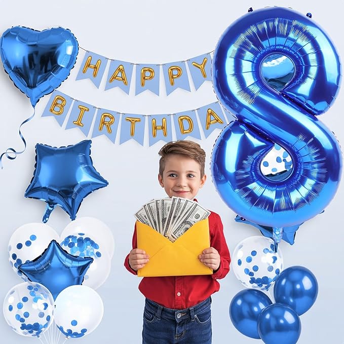 40 Inch Balloon Number 8 Navy Blue, Large Dark Royal Blue Foil Number 8 - Image 3