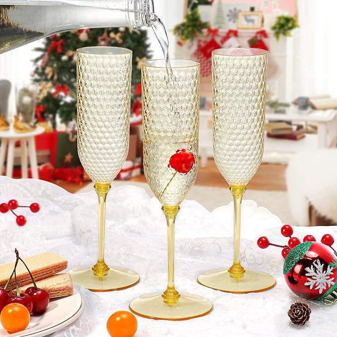 XUWAIDSGN 48 Pack Amber Detachable 2 piece Champagne Flutes 5.5 Oz Unbreakable - Image 4