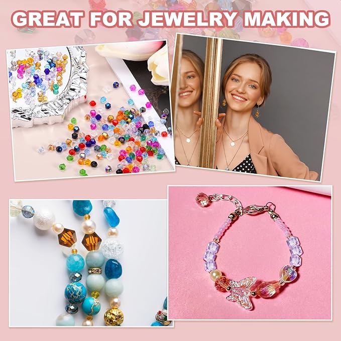PATIKIL 1000pcs 3mm Bicone Glass Crystal Beads, Faceted Glass Spacer Beads - Image 4