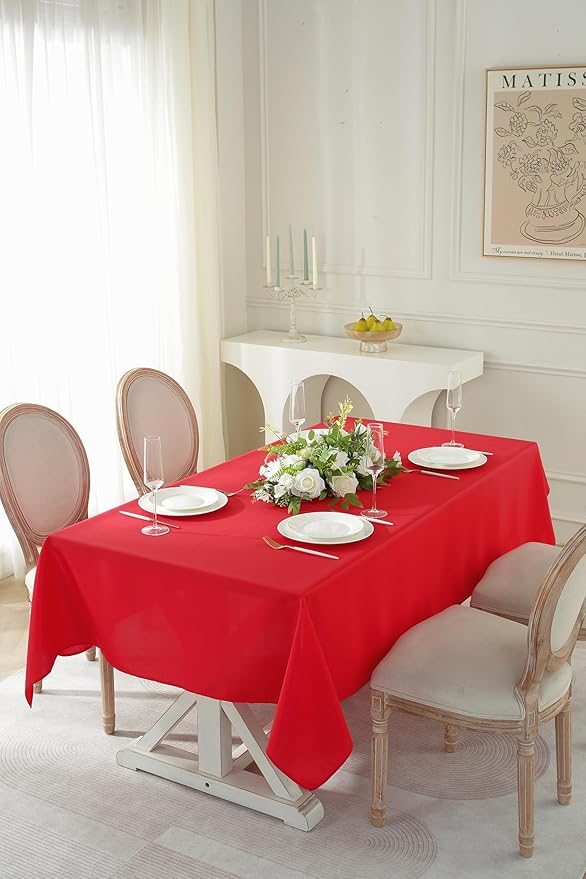 Craft And Party Rectangle Tablecloth, 70 x 90 Inch Red Tablecloth, Polyester - Image 3