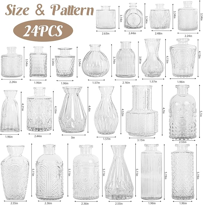 24Pcs Glass Bud Vase Set, Small Flower Vase - Image 2