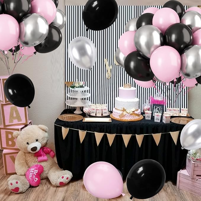 Paready Pink and Black Balloons - Image 6