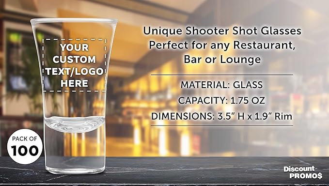 Custom 2 oz. Lord Shooter Etched Shot Glasses, 100 pack, Personalized Text - Image 4