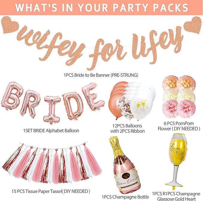 Rose Gold Bachelorette Party Decorations Bridal Shower Decoration Kit - Image 3