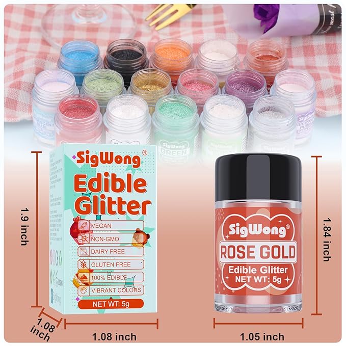 Rose Gold Edible Glitter - 5g Food Grade Cake Decorating Shimmering Glitter - Image 6