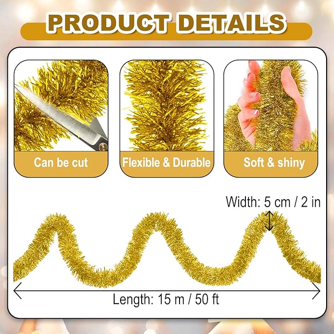 50 Feet Christmas Foil Fringe Banner Metallic Tassle Garland Metallic Backdrop - Image 2