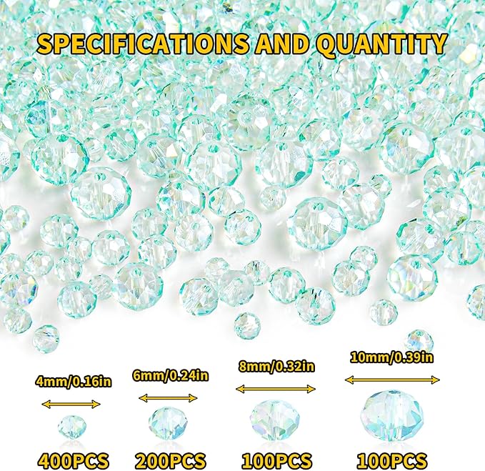 800Pcs 4/6/8/10mm Crystal Glass Beads - Image 2