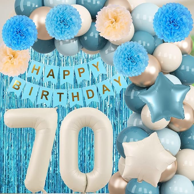 Dusty Blue 70th Birthday Party Decorations - Image 5