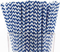 Pack of 150 Navy Blue Chevron Biodegradable 4-Ply Paper Drinking Straws by Stephanie+Imports