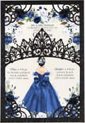 50Pcs Navy Blue Crown Invitations by DreamBuilt