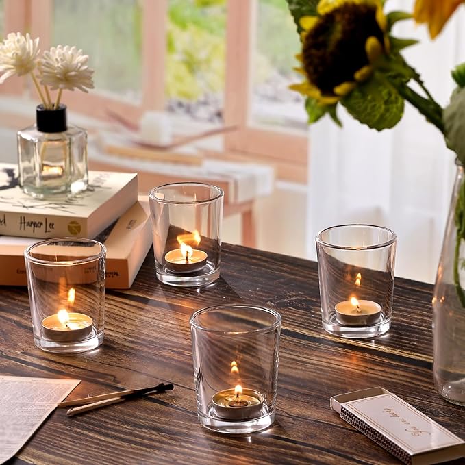 DARJEN 24Pcs Clear Votive Candle Holders- Clear Tea Lights Candle Holder - Image 3