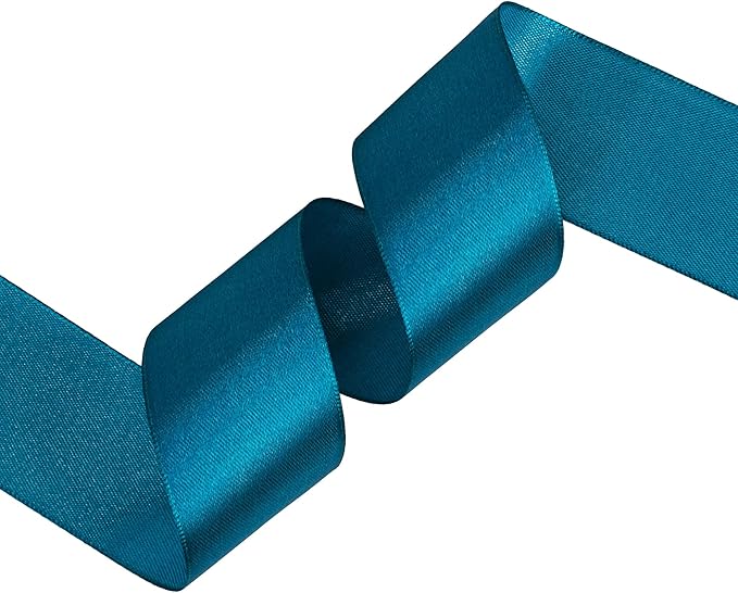 Turquoise Satin Ribbon 1-1/2 inch X Continuous 100 Yards, Single Face Polyester - Image 2
