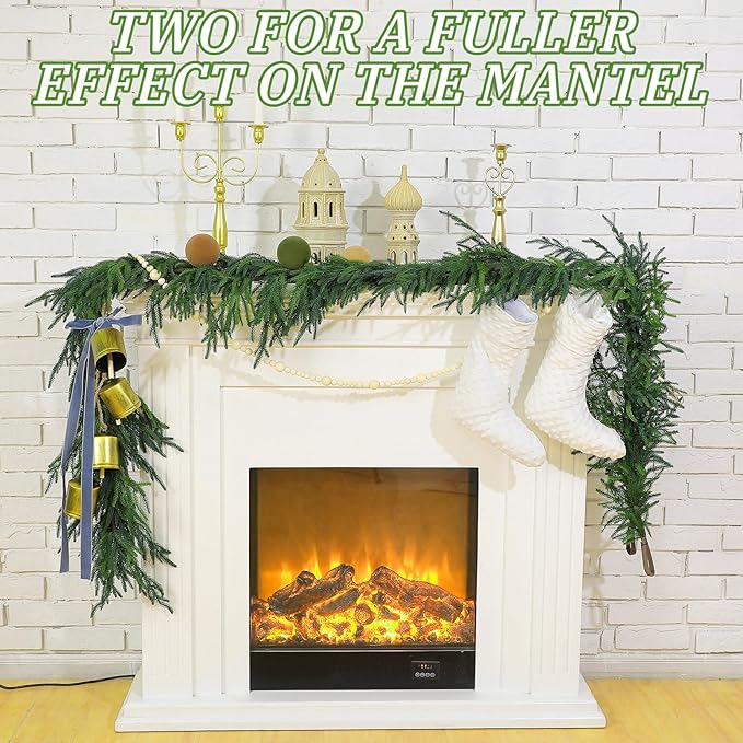 Jutom Christmas Norfolk Pine Garland Realistic Artificial Faux Greenery Cedar - Image 2