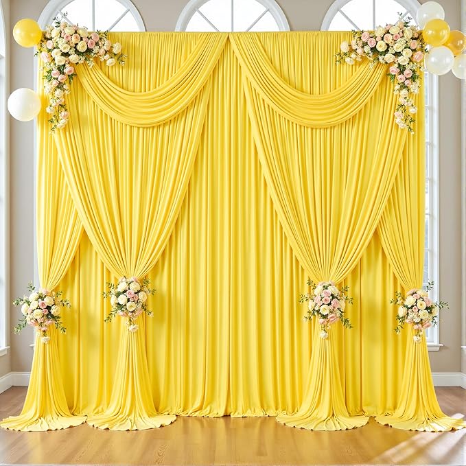 40ft x 12ft Yellow Backdrop Curtains Wrinkle Free Backdrop Curtain - Image 9