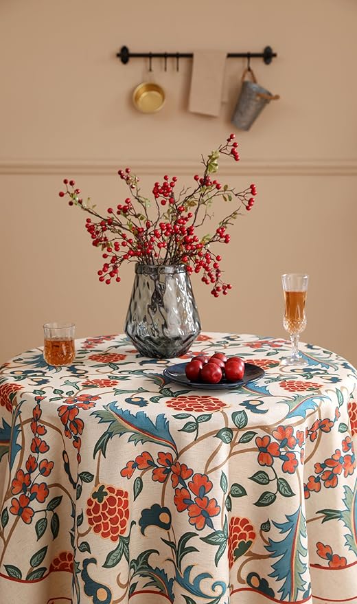 patdrea Designer Linen Round Table Cloth, Durable Breathable Floral Dacorative - Image 5