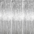3 Pack 3.3 x 6.6 ft Silver Foil Fringe Backdrop Curtains, Tinsel Streamers by Voircoloria