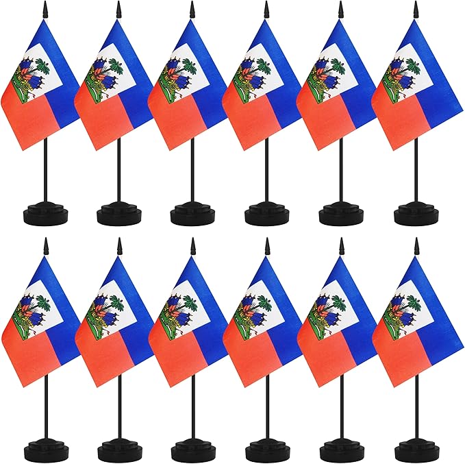 12 Pack Haiti Desk Flags, Haitian Desktop Flag, Small Miniature Office Flags by Unknown