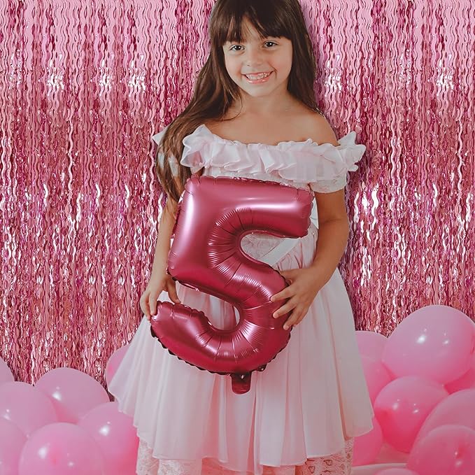 Pink Foil Curtain Backdrop Happy Birthday Decorations - Image 7