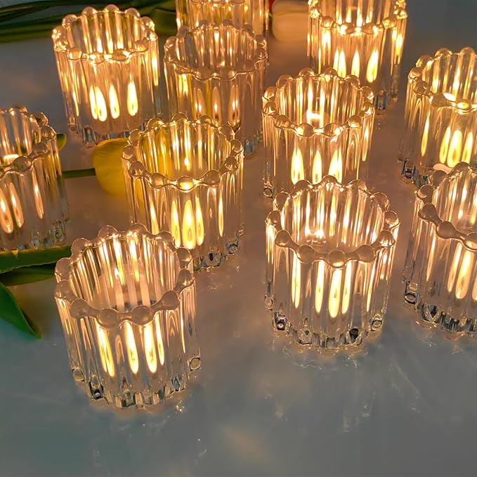 GOLDEAL 6Pcs Clear Glass Votive Candle Holders Tealight Holders Decorative - Image 2