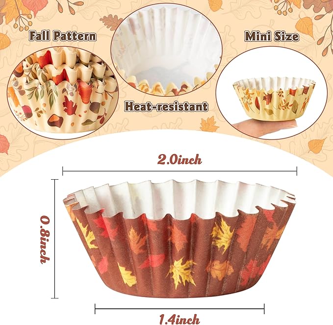 COcnny Thanksgiving Mini Cupcake Liners - Image 3