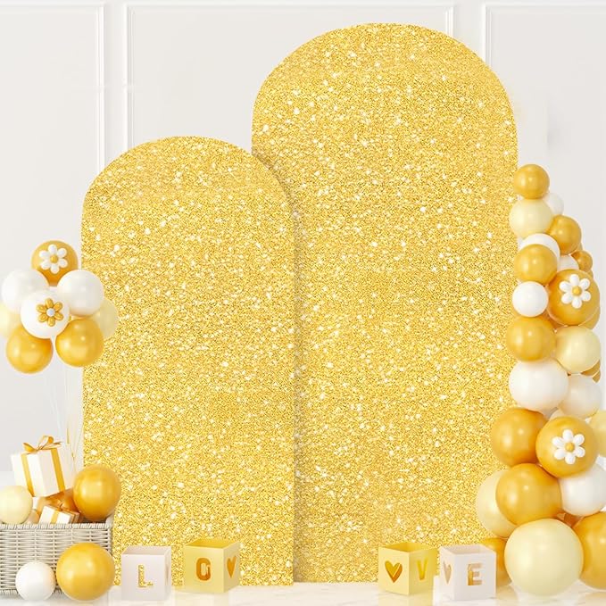 MODFUNS Arch Backdrop Stand and Cover Set 6&7.2ft Gold Sequins Arch Cover Metal - Image 6