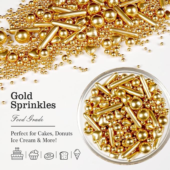 Gold Pearl Heart Sprinkles, Pearls Sprinkles - Image 4