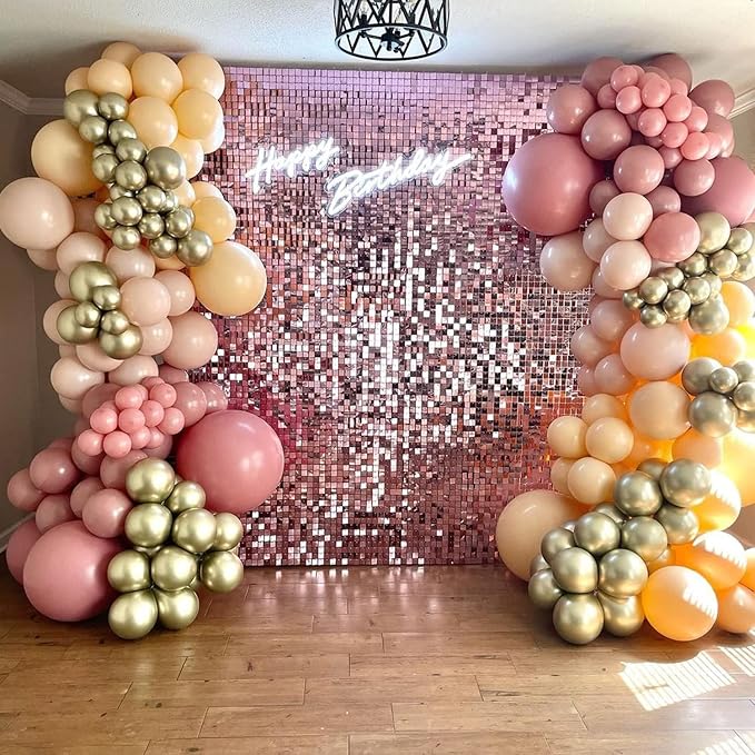 Qcity Pink Shimmer Wall Backdrop 36PCS, Square Sequin Glitter Backdrop Panel - Image 6
