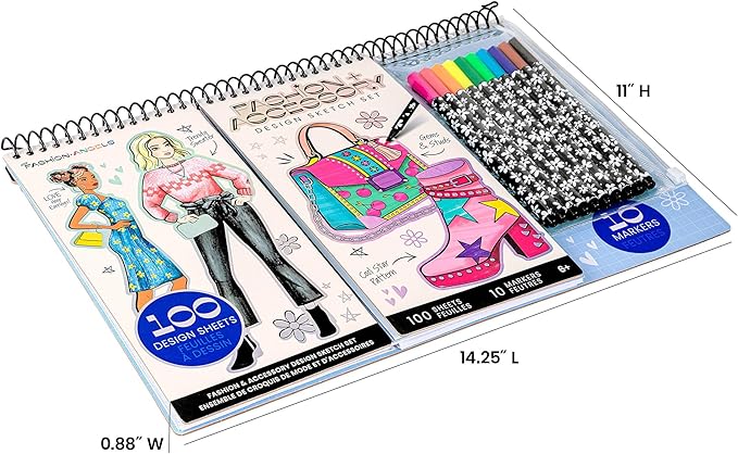 Fashion Angels Fashion & Accessory Design Sketch Set, Includes Sketch Pad - Image 7