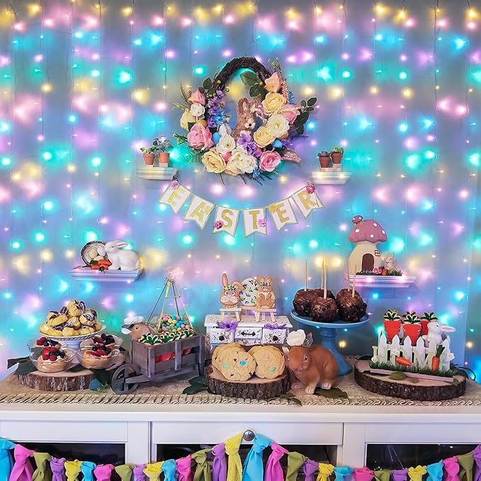 JMEXSUSS 300LED Easter Decorations Curtain Lights - Image 6