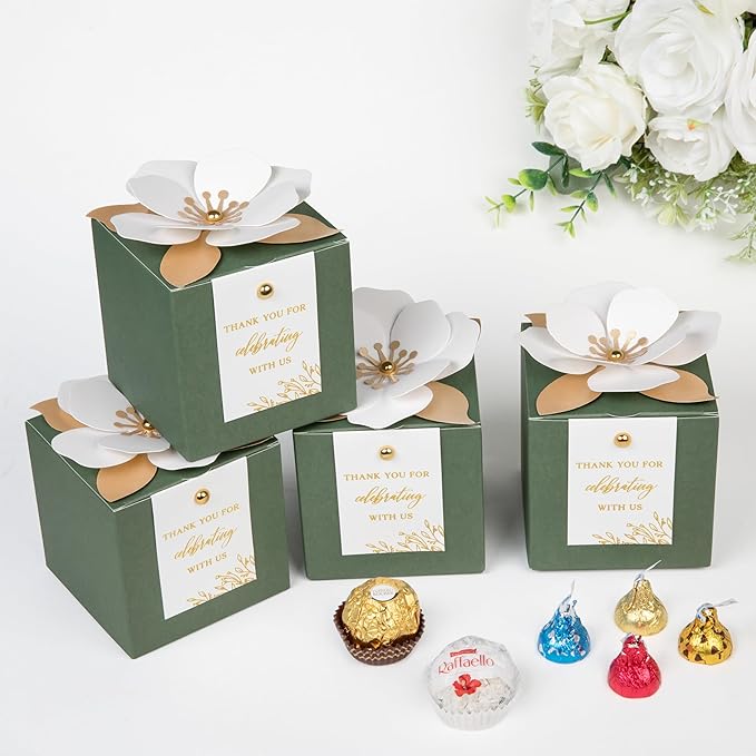FEIYI 20 PCS Gift Boxes, 3 In 1 Olive Green Favor Boxes - Image 3