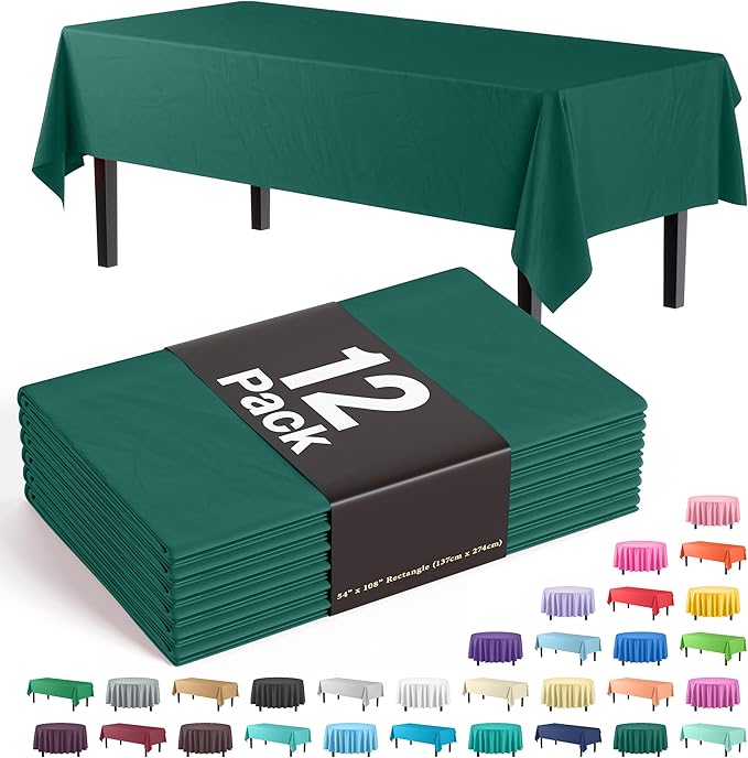 Exquisite 12-Pack Premium Plastic Tablecloth 54in. x 108in. Rectangle Table by Exquisite
