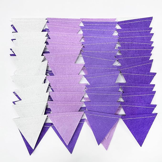 Purple Party Decorations Ombre Lavender Felt Hanging Triangle Mini Bunting - Image 3