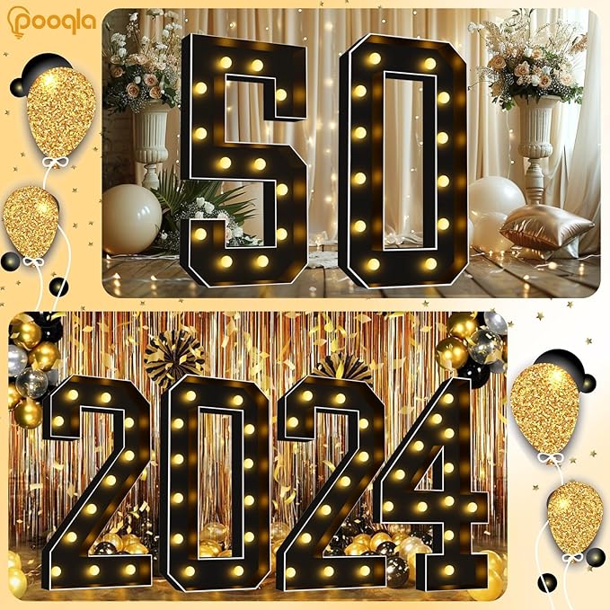 Pooqla 4 FT Light Up Marquee Numbers, Giant Marquee Number Lights - Image 3