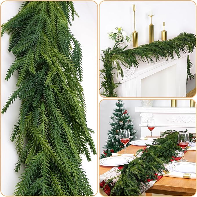 5 Pcs Artificial Norfolk Pine Garlands Christmas, 6 FT Dense Real Touch Winter - Image 3