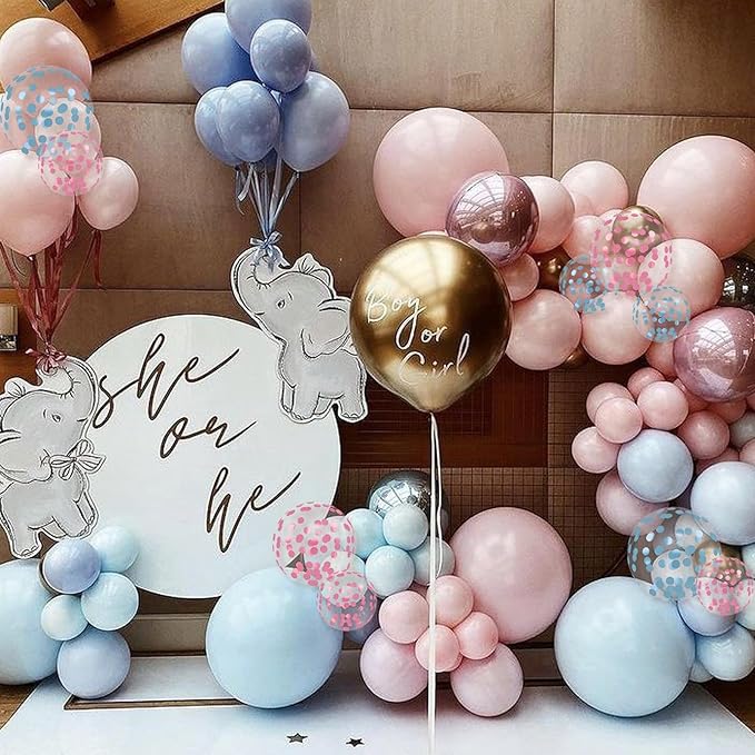 Gender Reveal Balloons, 12 Inches Pink And Blue Confetti Balloons - Image 7