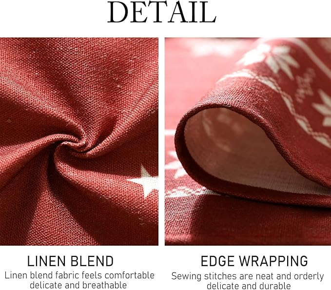 ISAENNE Designer Christmas Red Round Tablecloth, Linen Table Cloth - Image 4
