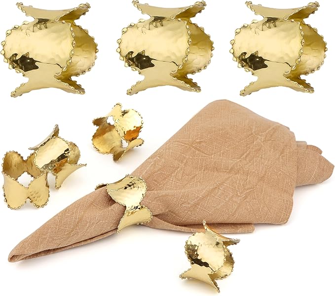 Set of 8 Antique Gold Blonde Napkin Rings by ALPHALivingHOME