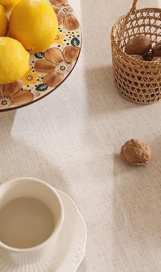 patdrea Designer Tablecloth for Round Table, Pineapple Pattern Linen Tablecloths - Image 5