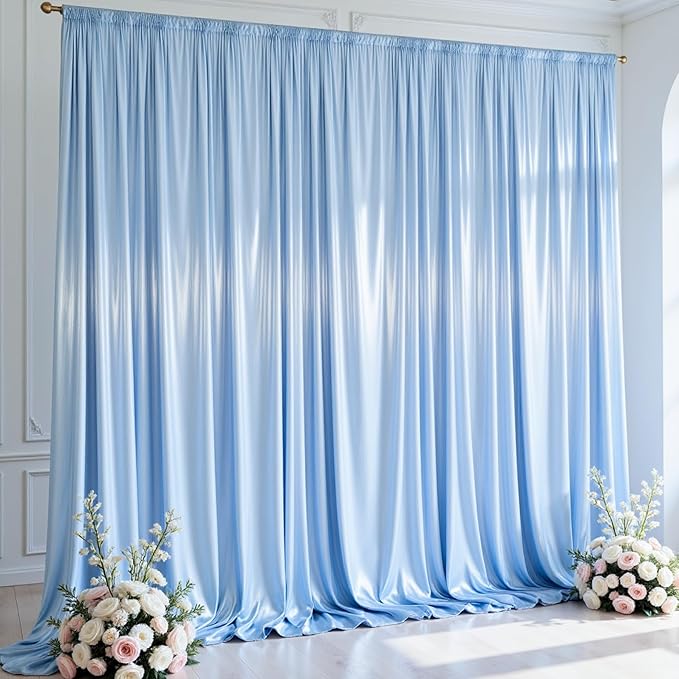 10x10 ft Blue Glitter Backdrop Curtain by Partisky