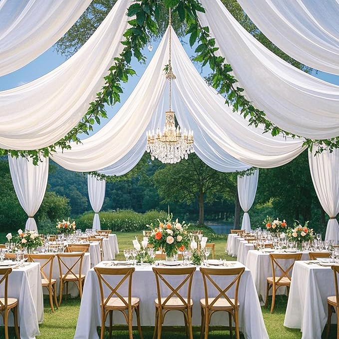 FUHSY 5FTx30FT Wedding Ceiling Drapes White Ceiling Drapes - Image 5