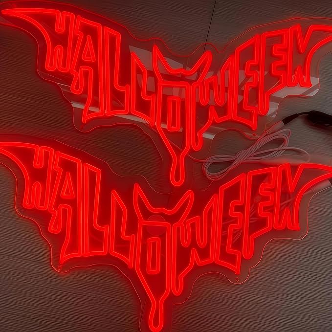 Halloween Bat Shaped Neon Sign Spooky Red LED Wall Decor - Image 6