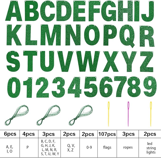 TaoBary 112 Pcs DIY Letter Custom Banner Glitter Customizable Banner Kit - Image 2