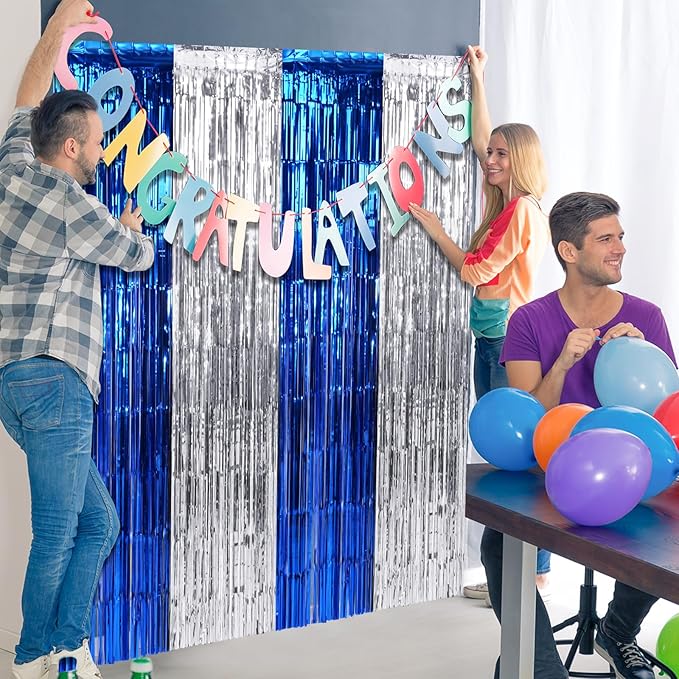 3Pack 3.3Ft x 6.6Ft Graduation Foil Fringe Curtain Backdrop Decorations - Image 7