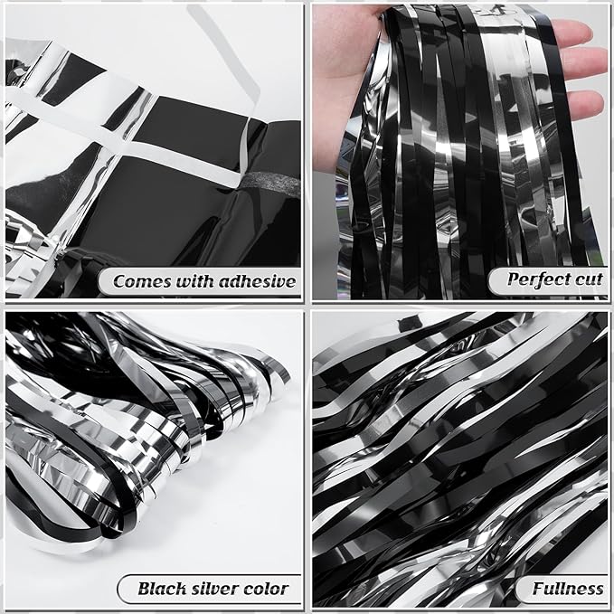 3 Pack 3.3Ft x 6.6Ft Graduation Foil Fringe Curtain Backdrop Decorations - Image 4
