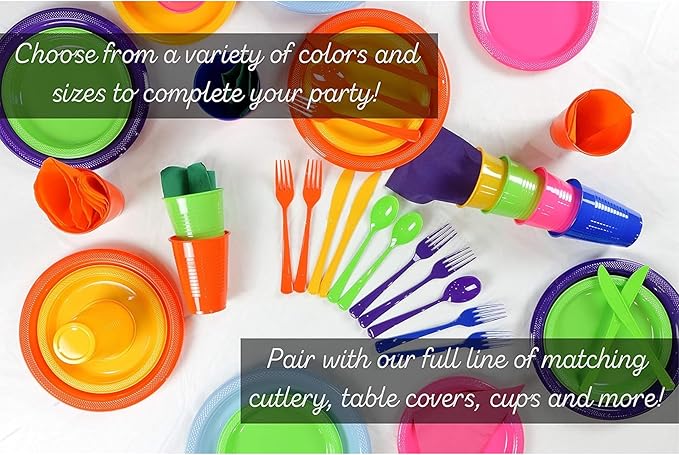Party Solids Pack Of 12 Premium Plastic Tablecloth 84 Inch Round Table Cover - Image 4