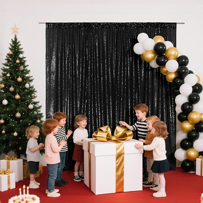 SquarePie Sequin Backdrop 20FT x 10FT Black Curtain Background - Image 6
