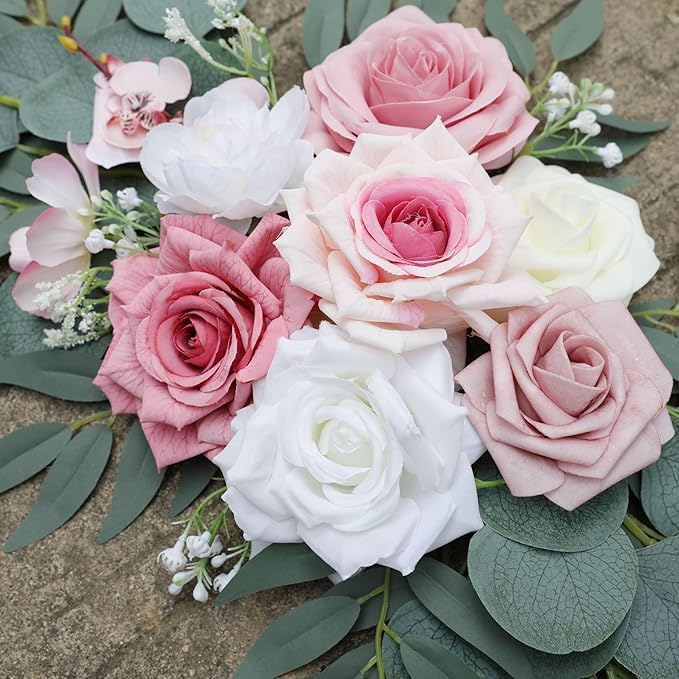 ponatia Artificial Wedding Arch Flowers, Dusty Rose Wedding Flowers - Image 6