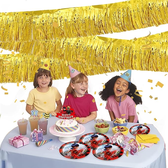 Gold Foil Fringe Garland 10FT 6packs, Metallic Foil Tinsel Fringe Banners - Image 5